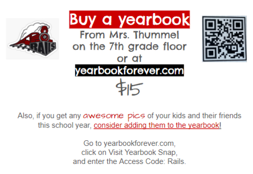 Graphic of Spooner Middle School yearbook sales.